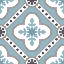 Load image into Gallery viewer, Light blue color vinyl mat design inspired by Spanish floor tiles - sample tile
