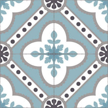 Load image into Gallery viewer, Light blue color vinyl mat design inspired by Spanish floor tiles - sample tile
