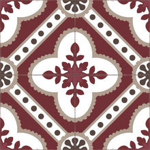 Load image into Gallery viewer, Bordeaux color vinyl mat design inspired by Spanish floor tiles - sample tile
