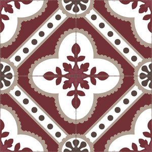 Bordeaux color vinyl mat design inspired by Spanish floor tiles - sample tile