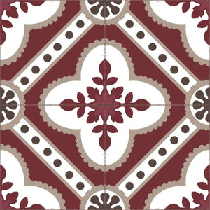 Bordeaux color vinyl mat design inspired by Spanish floor tiles - sample tile