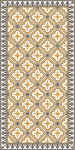 Golden color vinyl mat design inspired by Spanish floor tiles - area mat 3'x5'