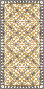 Golden color vinyl mat design inspired by Spanish floor tiles - area mat 3'x5'