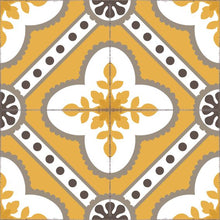 Load image into Gallery viewer, Golden color vinyl mat design inspired by Spanish floor tiles - sample tile

