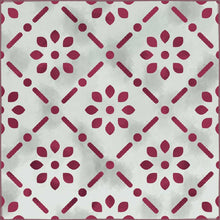 Load image into Gallery viewer, red color vinyl mat design inspired by Spanish floor tiles - sample
