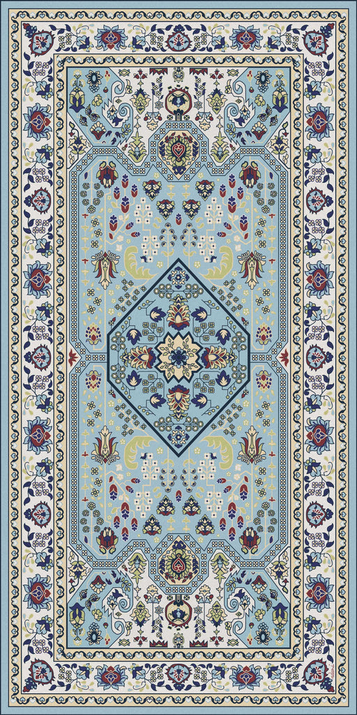 Vinyl floor mat for office chair Persian blue pattern 