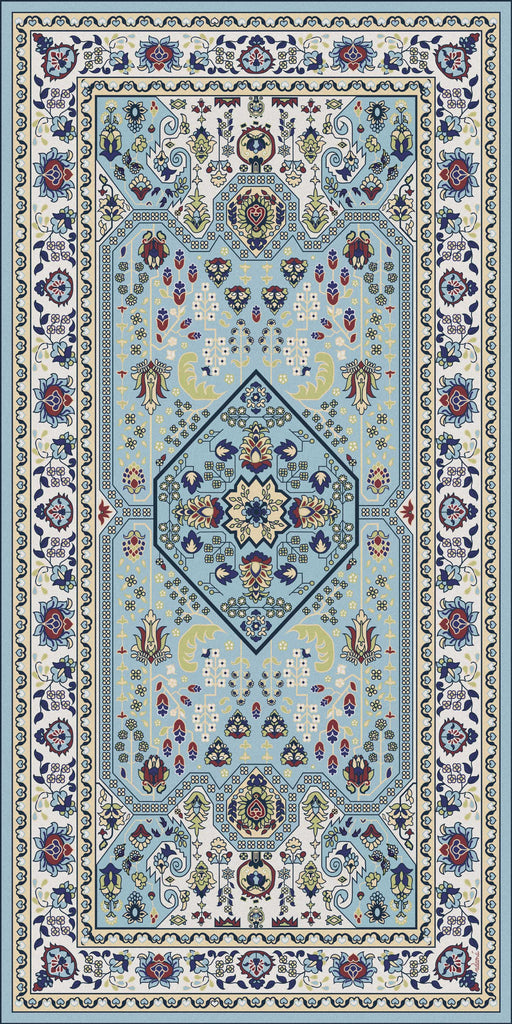 Light blue vinyl mat inspired by authenticate Persian rug -  area rug