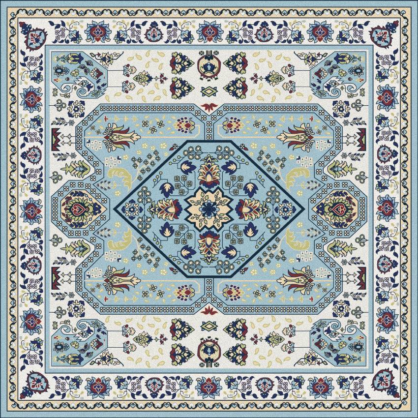 Light blue vinyl mat inspired by authenticate Persian rug - sample