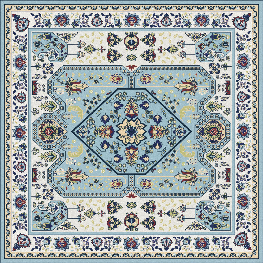 Light blue vinyl mat inspired by authenticate Persian rug - sample