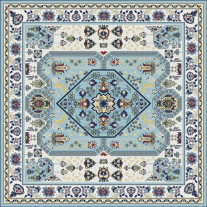 Light blue vinyl mat inspired by authenticate Persian rug - sample