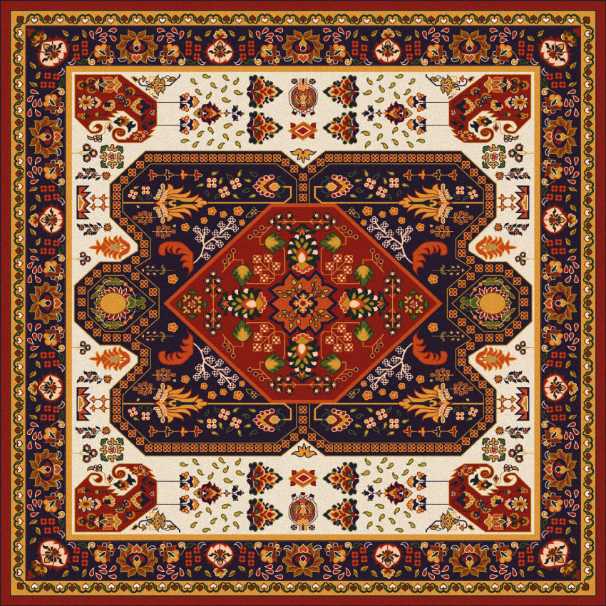 Red vinyl mat inspired by authenticate Persian rug - sample
