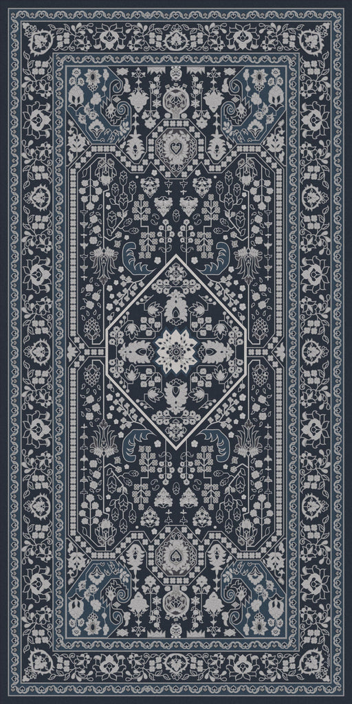 YARA Art Mat, Blue/grey Vinyl Protective Mat, Persian/turkish Design,  Waterproof Floor Mat, Vinyl Area Rug, Home Ideas, Bathroom, Kitchen 