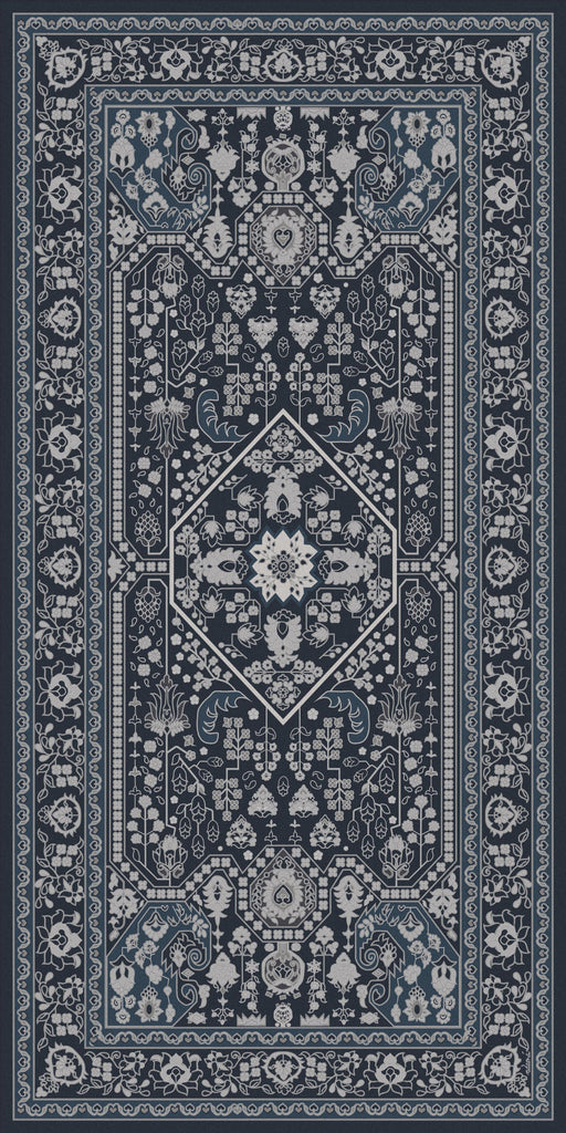 Grey vinyl mat inspired by authenticate Persian rug -  area rug