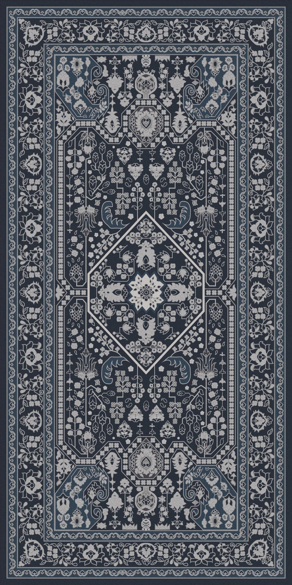 Food52 Vintage-Inspired Persian Vinyl Kitchen Mats & Runners - Medium Mat, Indigo