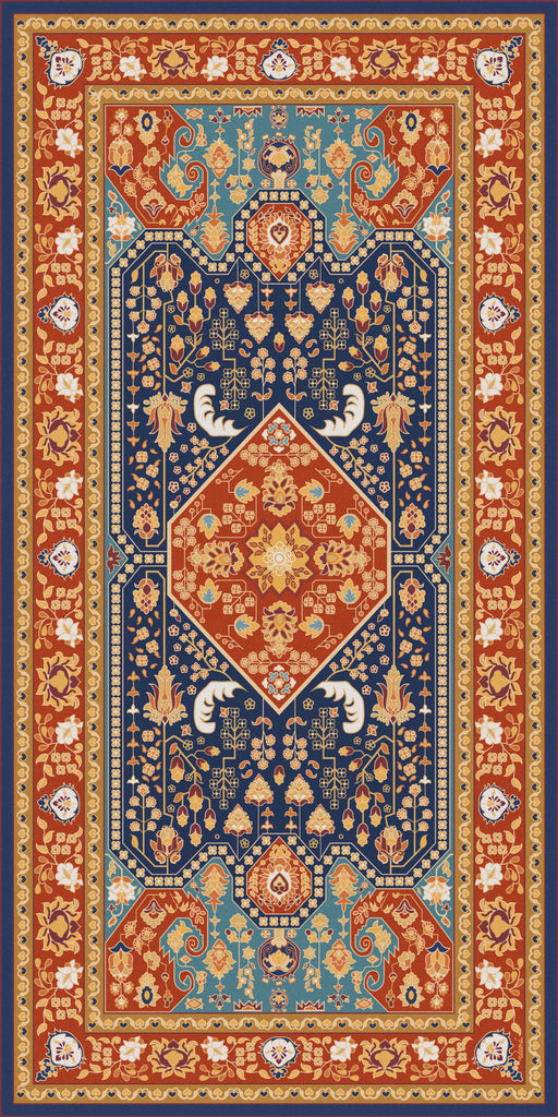 Orange vinyl mat inspired by authenticate Persian rug -  area rug
