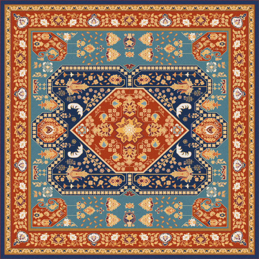 Orange vinyl mat inspired by authenticate Persian rug - sample