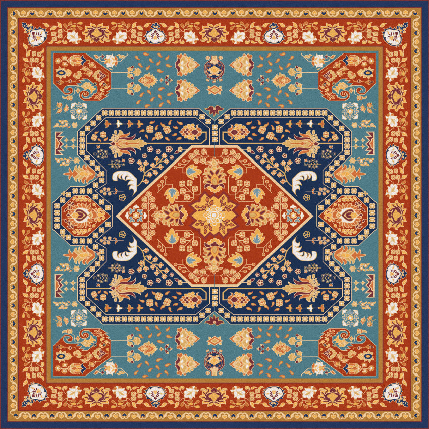 Orange vinyl mat inspired by authenticate Persian rug - sample