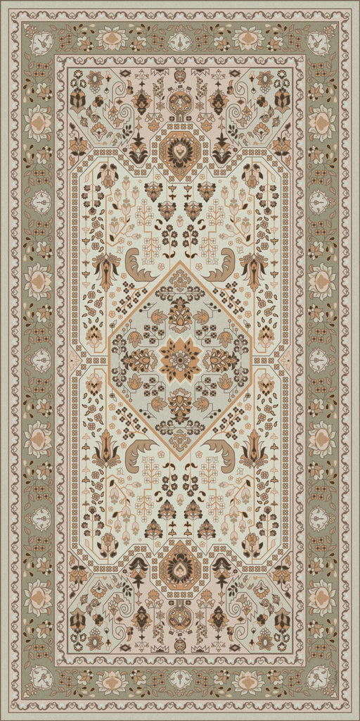 Beige vinyl mat inspired by authenticate Persian rug -  area rug