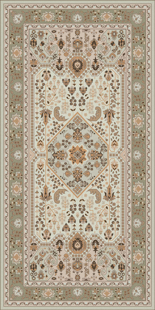 Beige vinyl mat inspired by authenticate Persian rug -  area rug