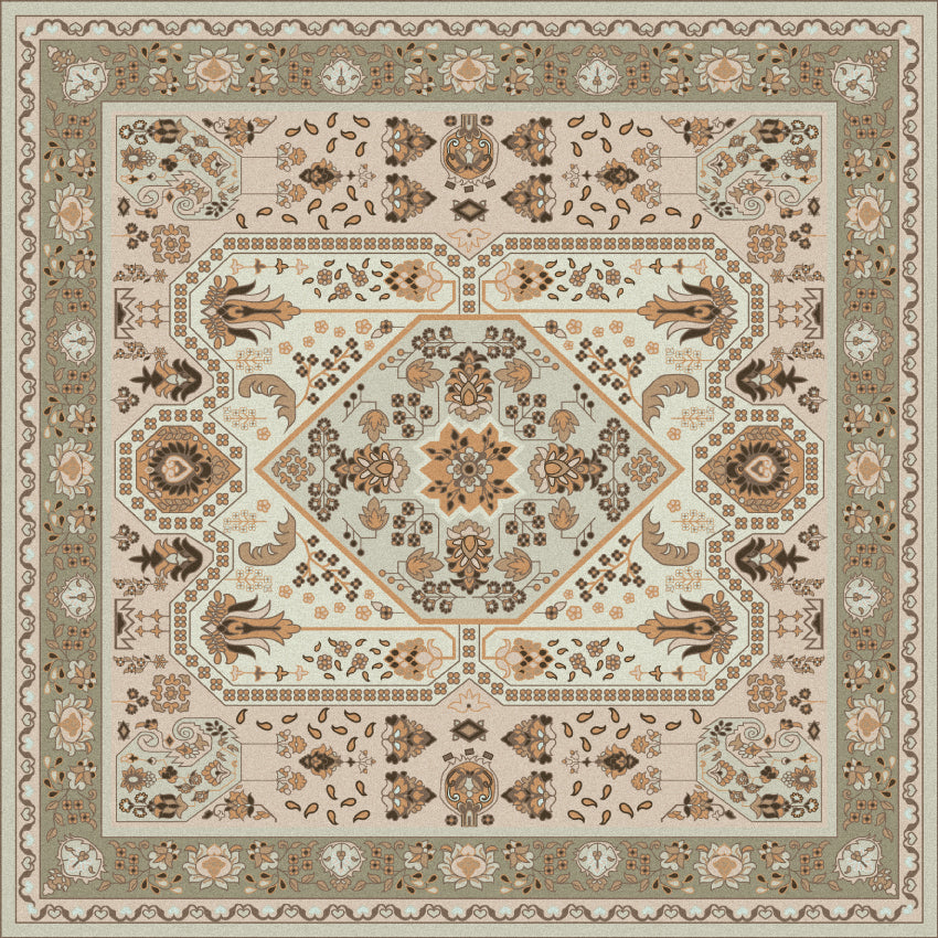 Beige vinyl mat inspired by authenticate Persian rug -  sample