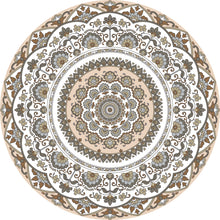 Load image into Gallery viewer, Mandala style round beige color vinyl mat area rug
