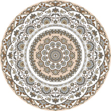 Load image into Gallery viewer, Mandala style round beige color vinyl mat area rug
