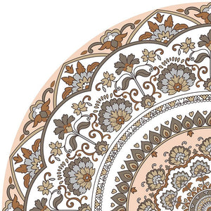 Mandala style round beige color vinyl mat sample