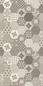 Beige patchwork vinyl mat design -area rug 3'x5'