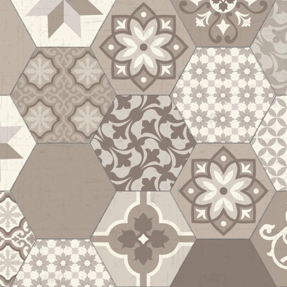 Beige patchwork vinyl mat design - tile sample