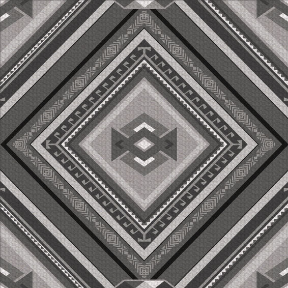 Grey vinyl mat Inspired by authenticate ethnic rugs - small sample