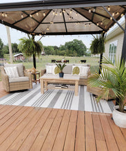 Load image into Gallery viewer, outdoor vinyl mats with grey stripes
