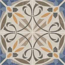 Load image into Gallery viewer, Beige and blue vinyl mat with Spanish tile design - tile sample
