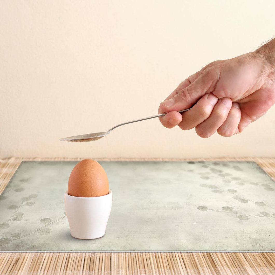 Boiled egg served on 13''x18'' green placemat