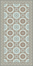 Load image into Gallery viewer, Brown and green vintage vinyl floor mat with Spanish tile - area mat 3&#39;x5&#39;
