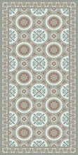 Load image into Gallery viewer, Brown and green vintage vinyl floor mat with Spanish tile - area mat 3&#39;x5&#39;
